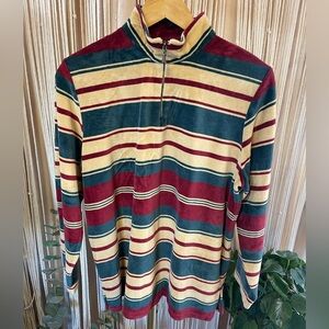 Vintage 1980s/90s Alfred Dunner Petite Striped velour Pullover with quarter zip